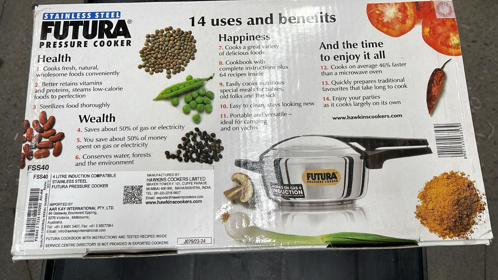 Hawkins Futura Stainless Steel Induction Compatible Pressure Cooker, 4 Litre Cap